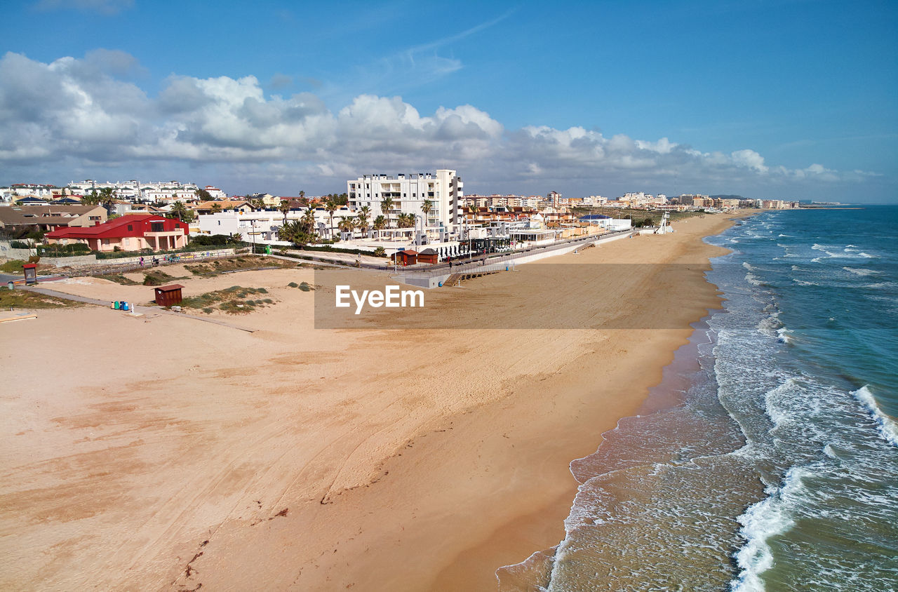 PANORAMIC VIEW OF BEACH AGAINST SKY IN CITY