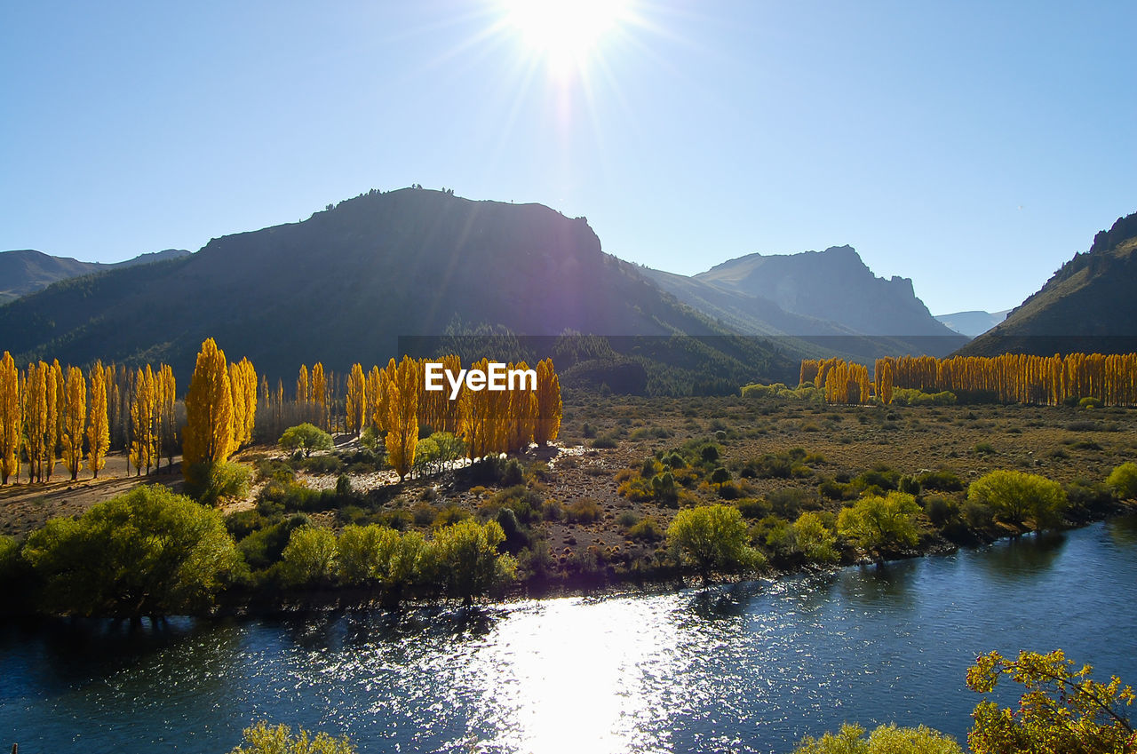 Scenic view of mountains against clear sky