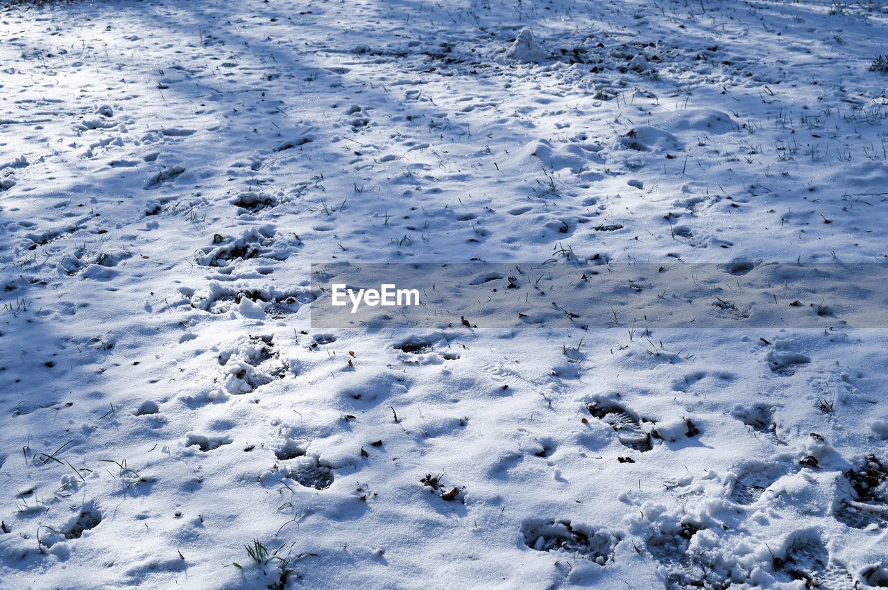 Full frame shot of water flowing in winter