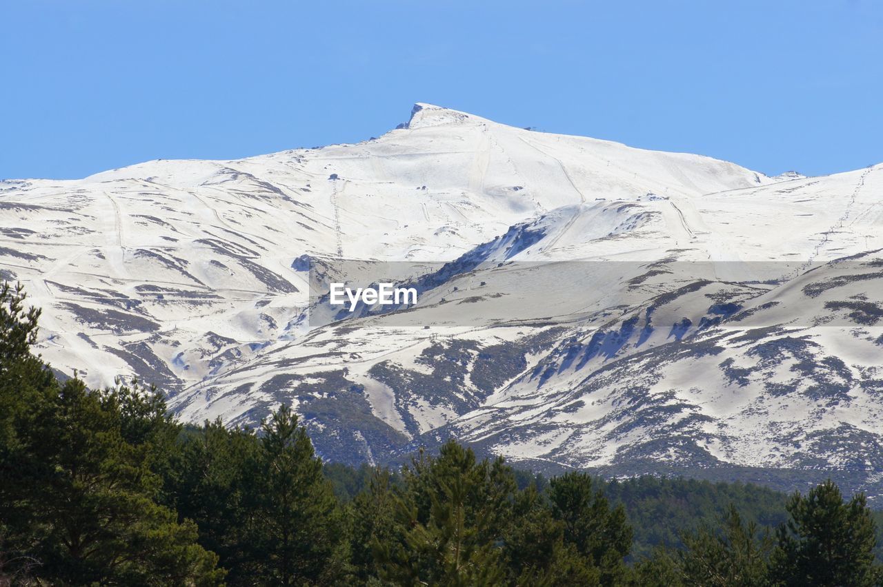 SNOWCAPPED MOUNTAIN AGAINST CLEAR SKY