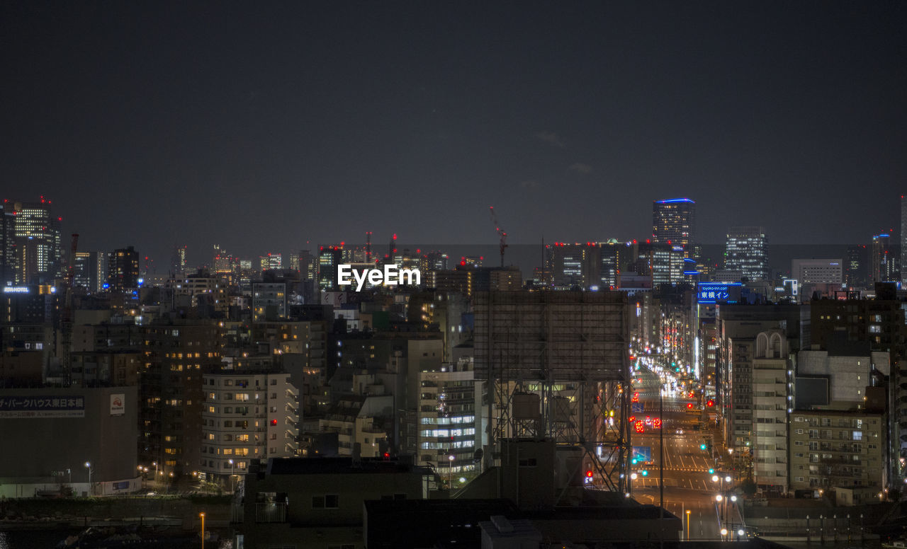 Illuminated city at night