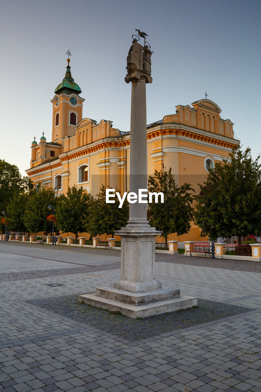 Baroque church in the main square of topolcany, slovakia.