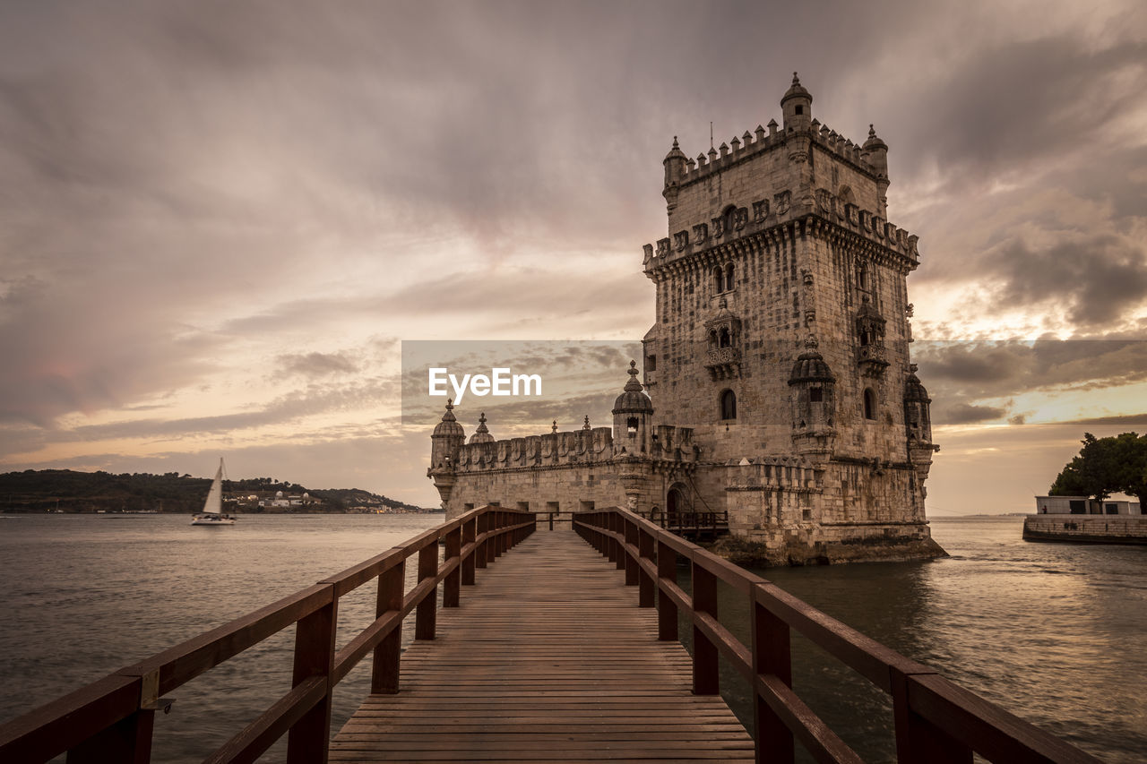 Beautiful view to old historic building of belem tower in lisbon