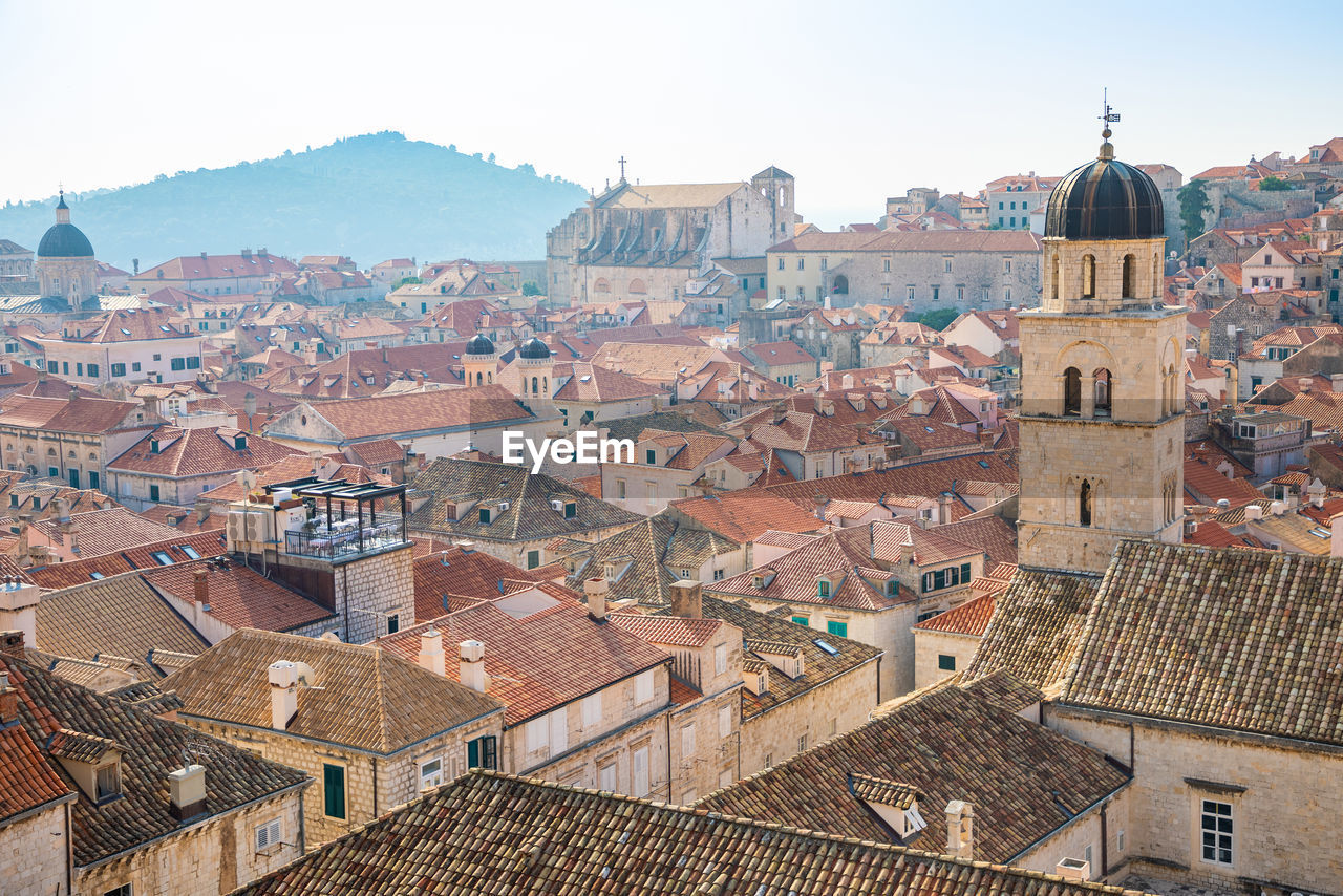 High angle view of townscape against sky