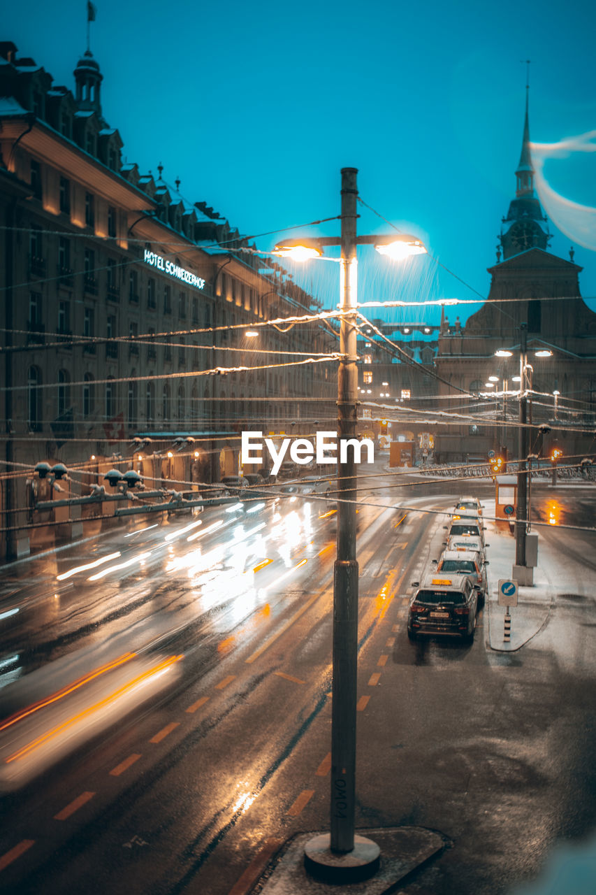 Light trails on road during rush hour