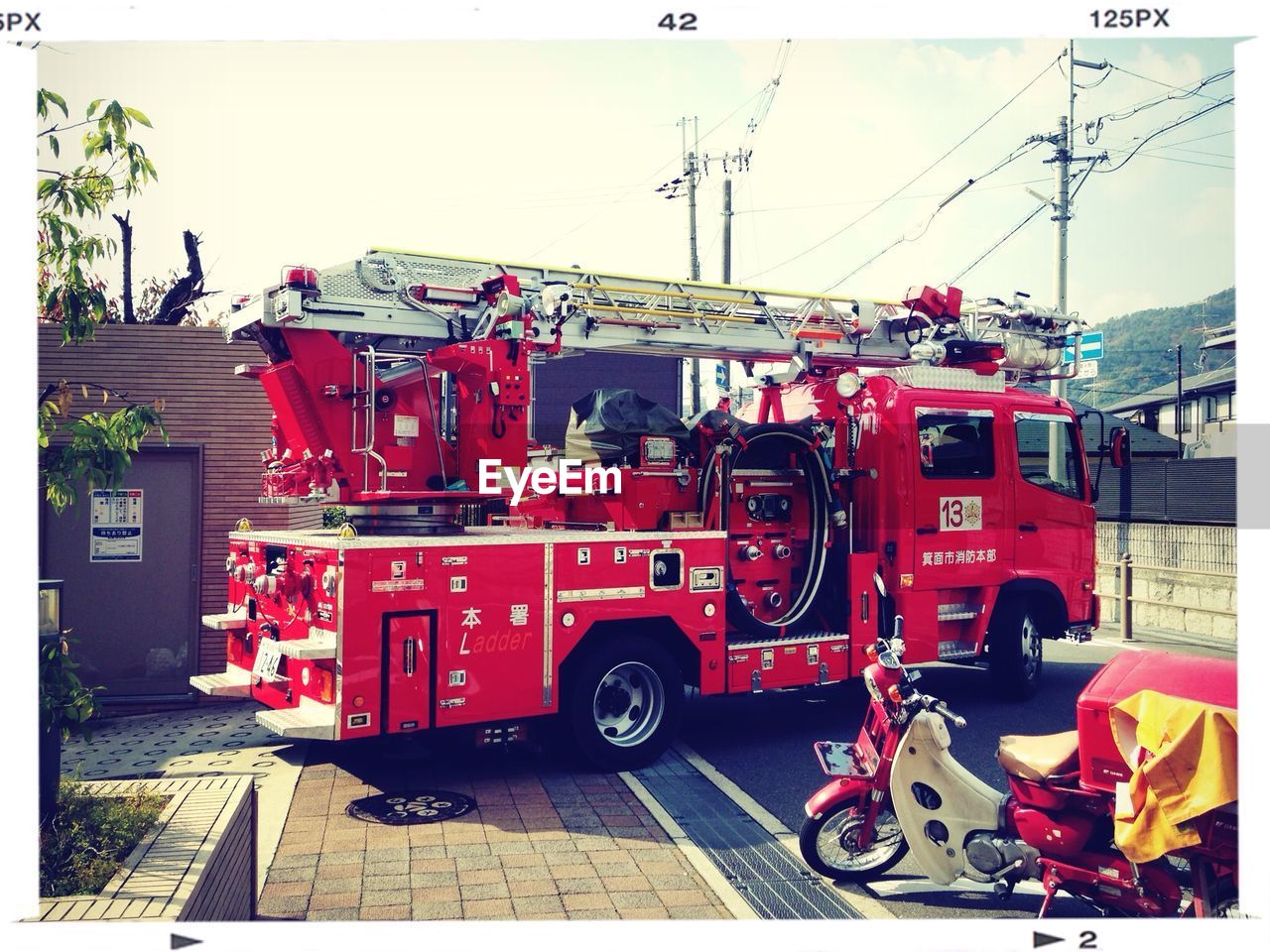 Side view of a fire engine