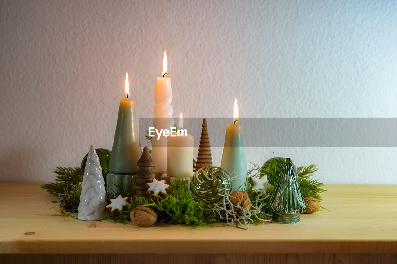 close-up of christmas decoration on table at home