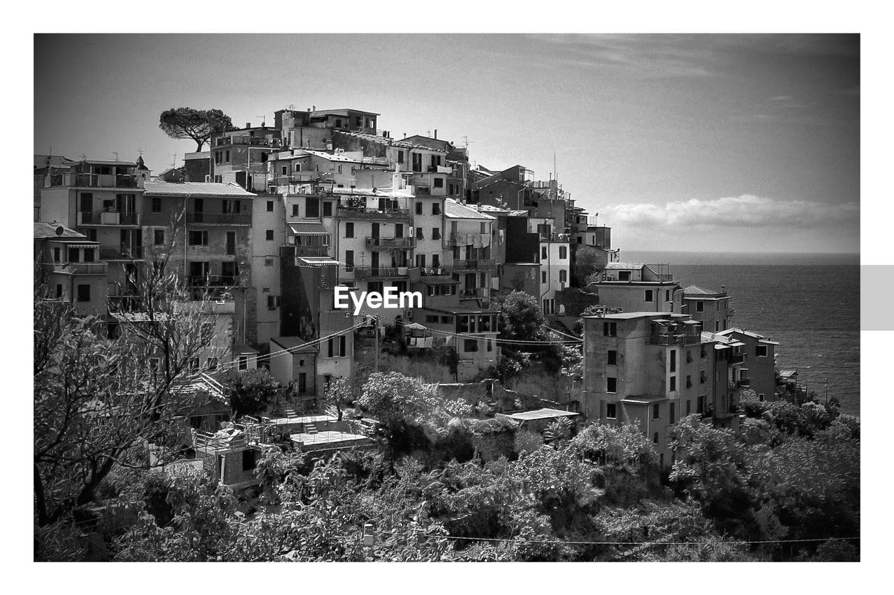 View of residential buildings by sea