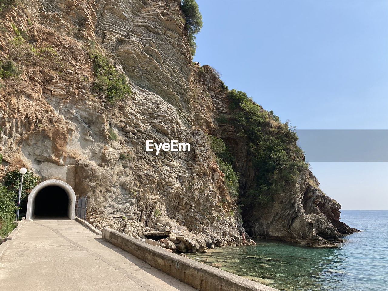 Pedestrian tunnel in kamenovo beach in montenegro