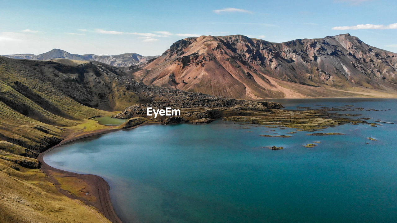 SCENIC VIEW OF LAKE AND MOUNTAIN AGAINST SKY