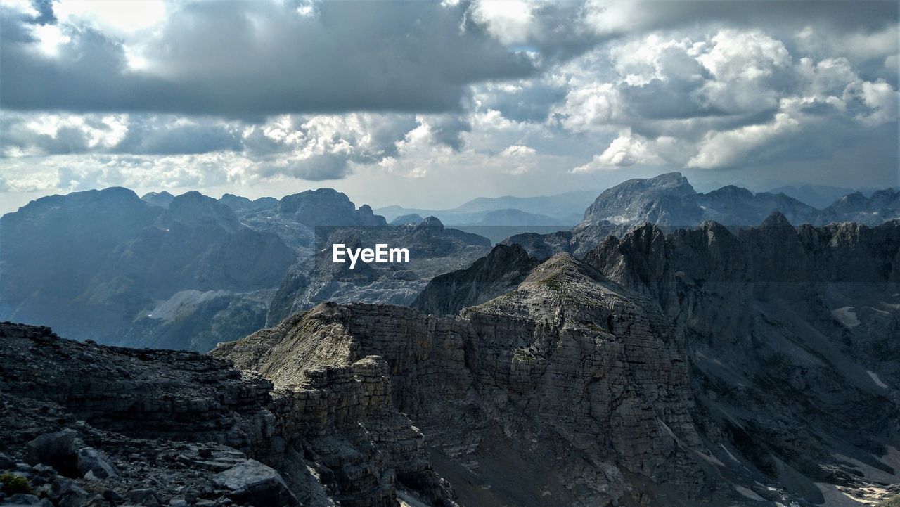 Panoramic view of mountains against sky