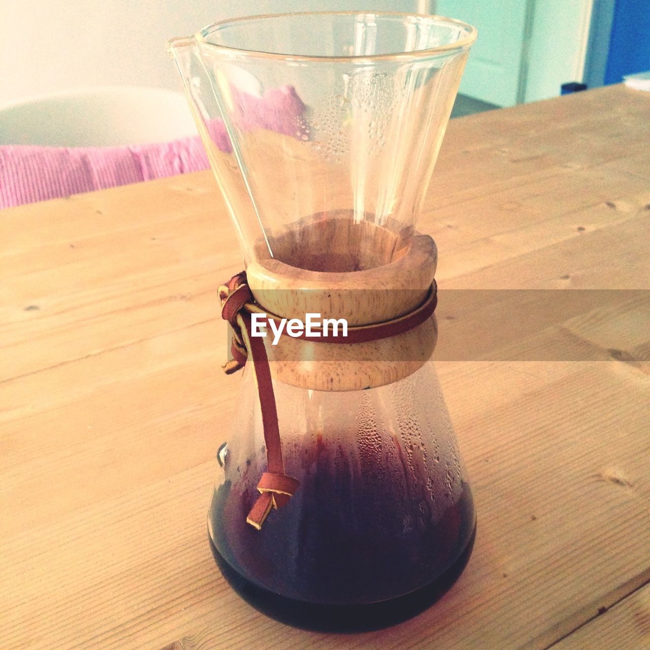 Close-up of coffee sample on table