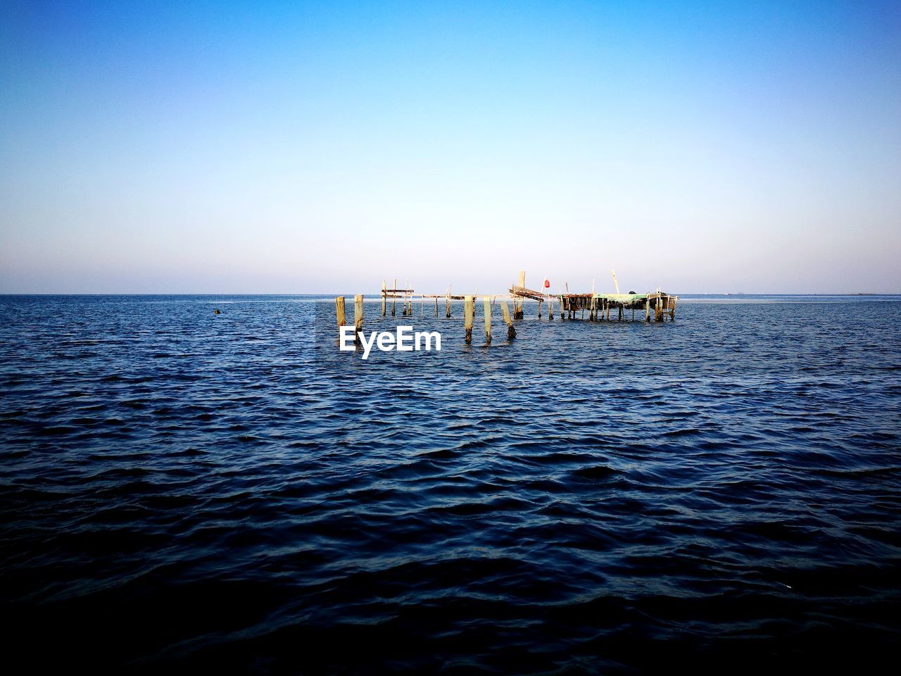 Scenic view of sea against clear sky