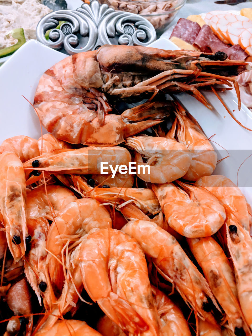 High angle view of shrimps in plate