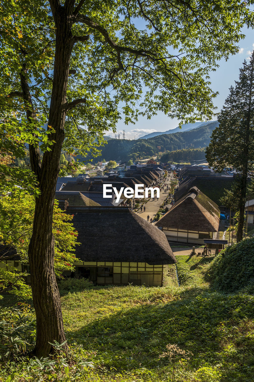 Thatched roof houses of ouchi-juku post station in fukushima prefecture, japan