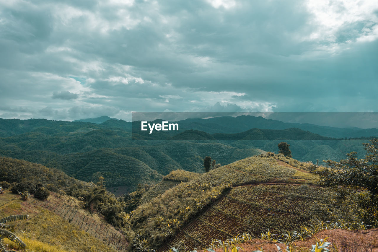 Scenic view of mountains against sky