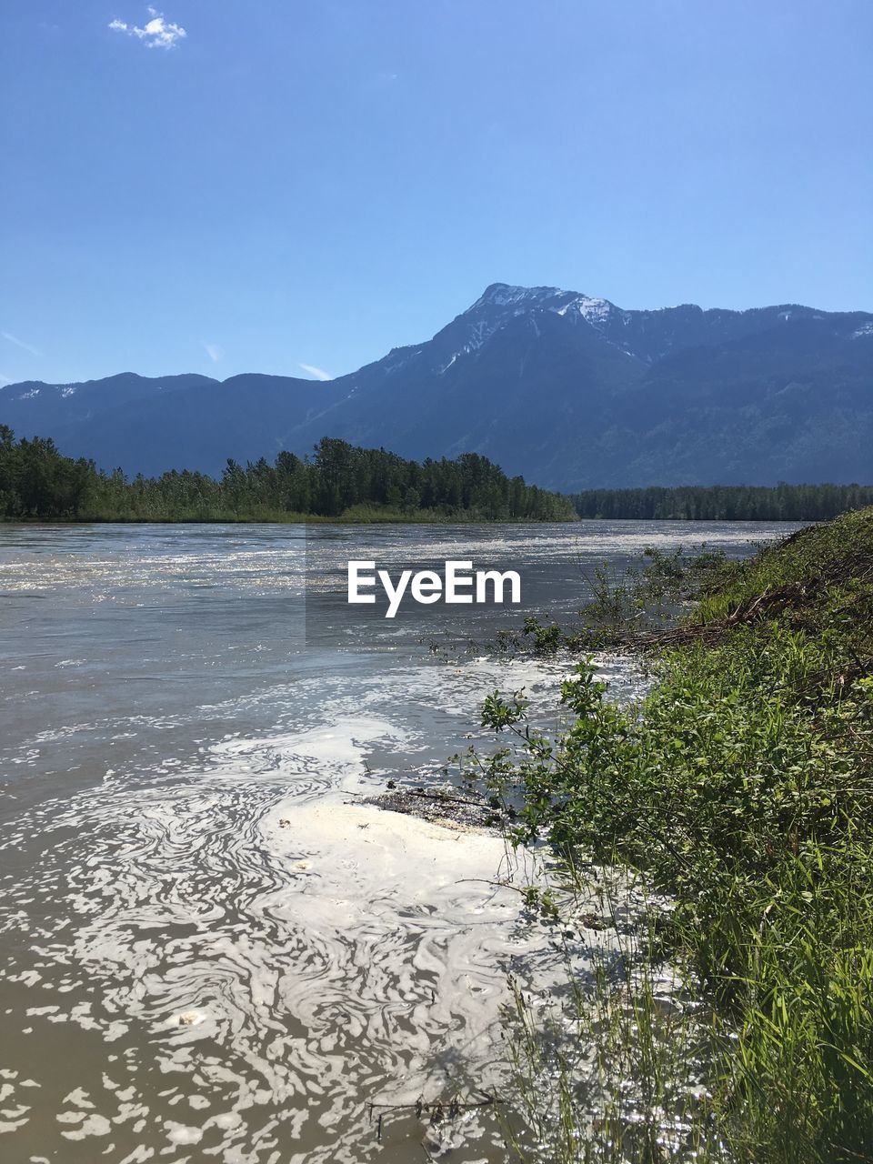 Scenic view of lake against clear sky