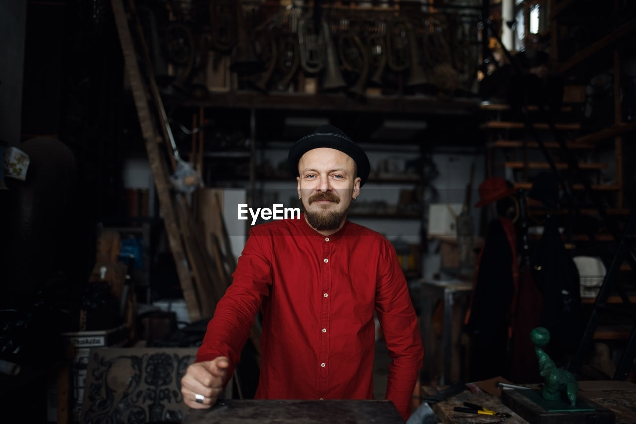 Portrait of man working at home