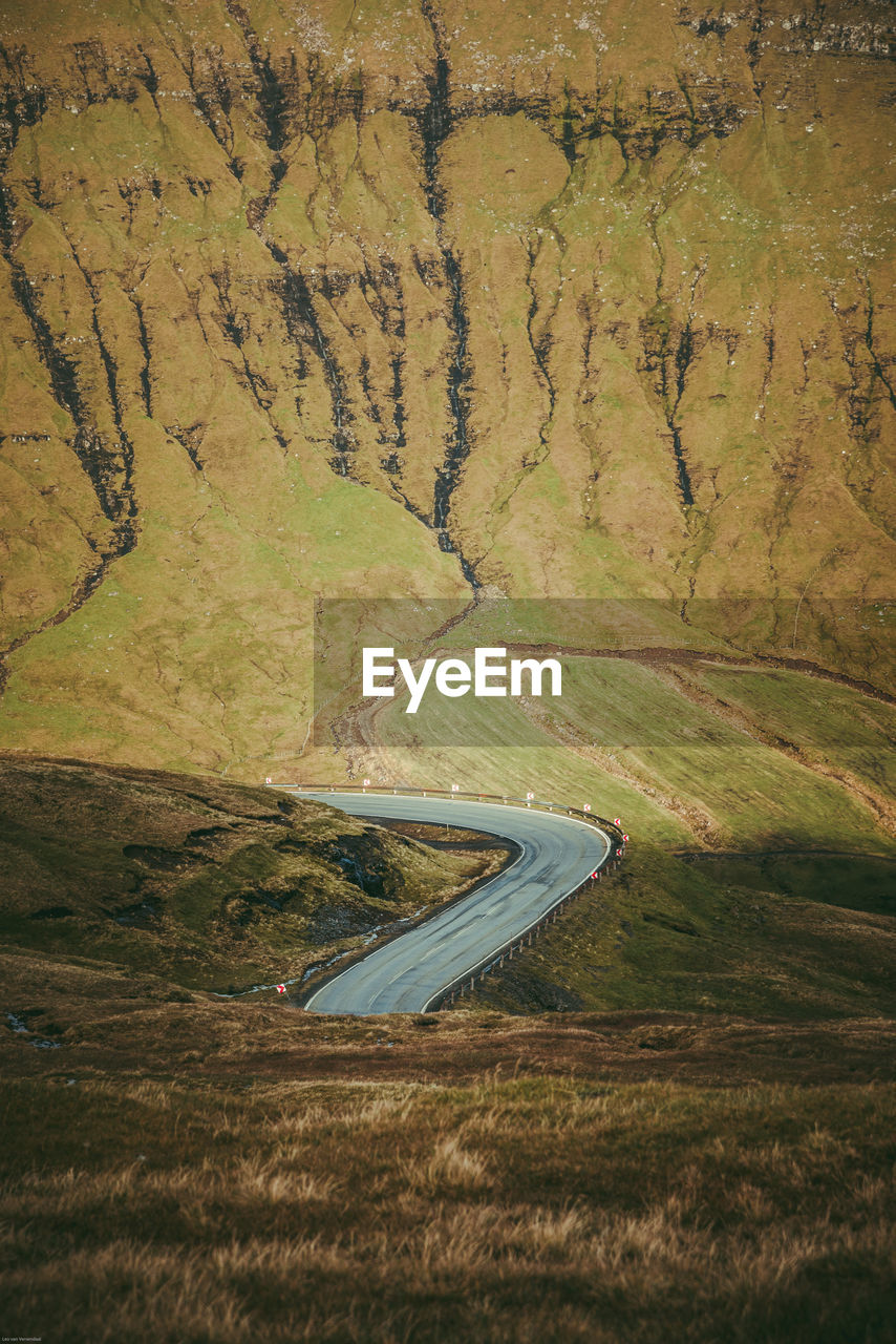 High angle view of road by land