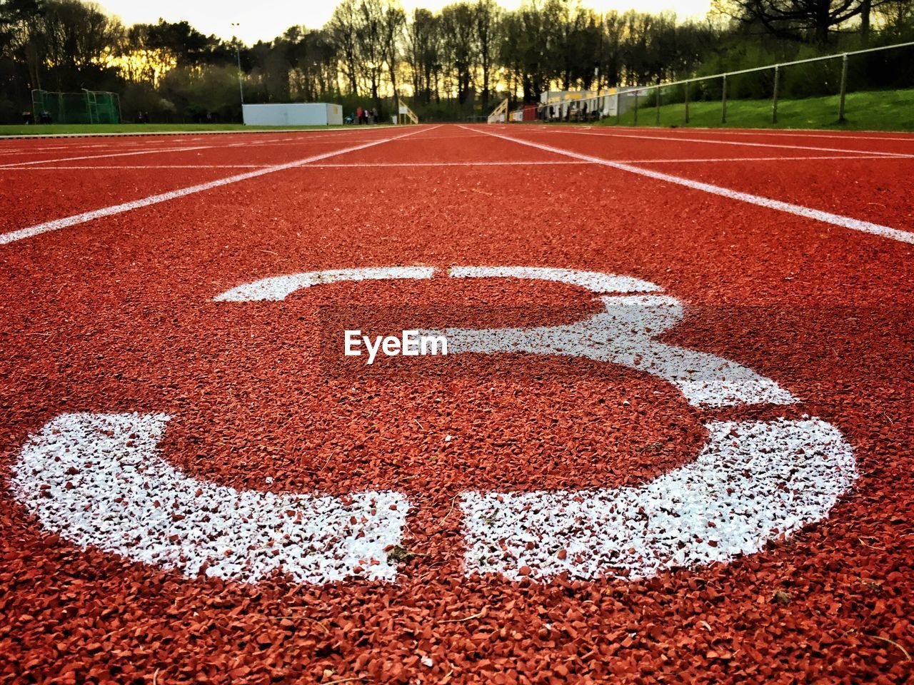 Close-up of number on running track