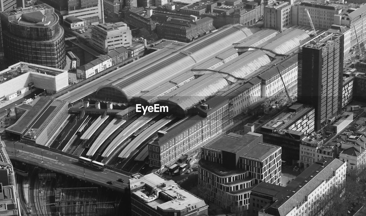 High angle view of paddington railway station amidst buildings in city