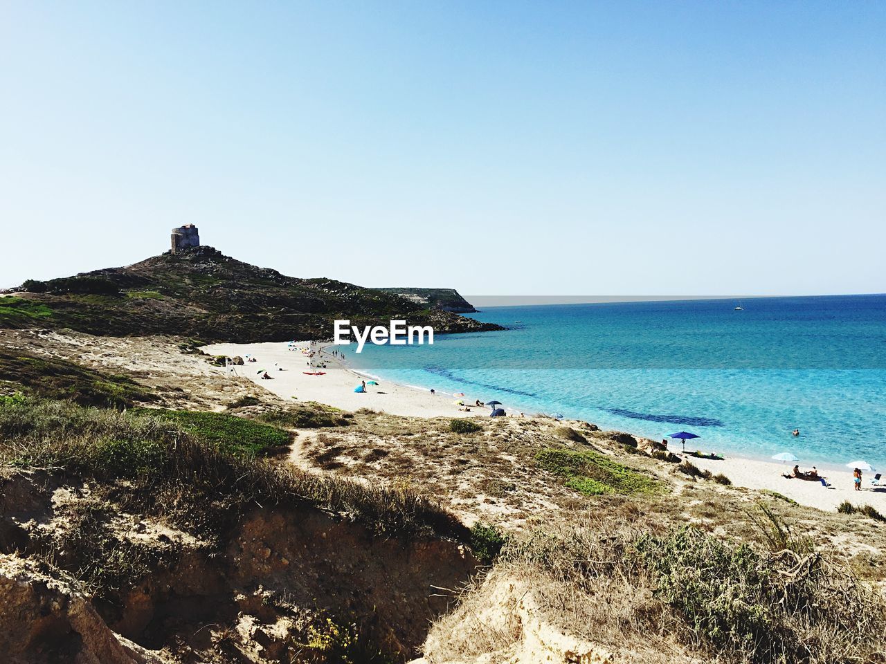 Scenic view of sea against clear sky