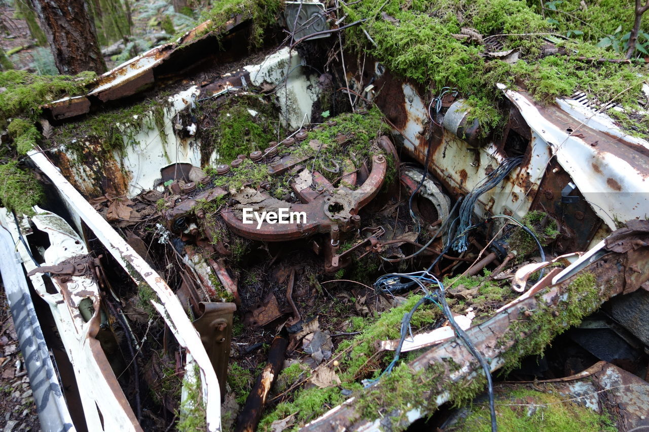 HIGH ANGLE VIEW OF OLD ABANDONED BUILDING