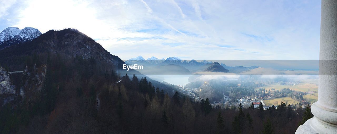 Scenic view of snow covered mountains