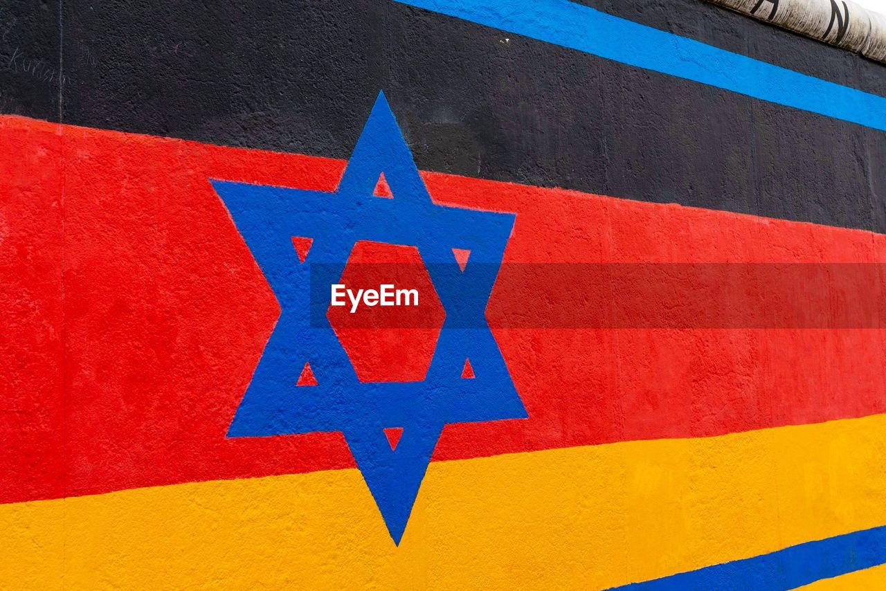 Close-up of flag painted on wall