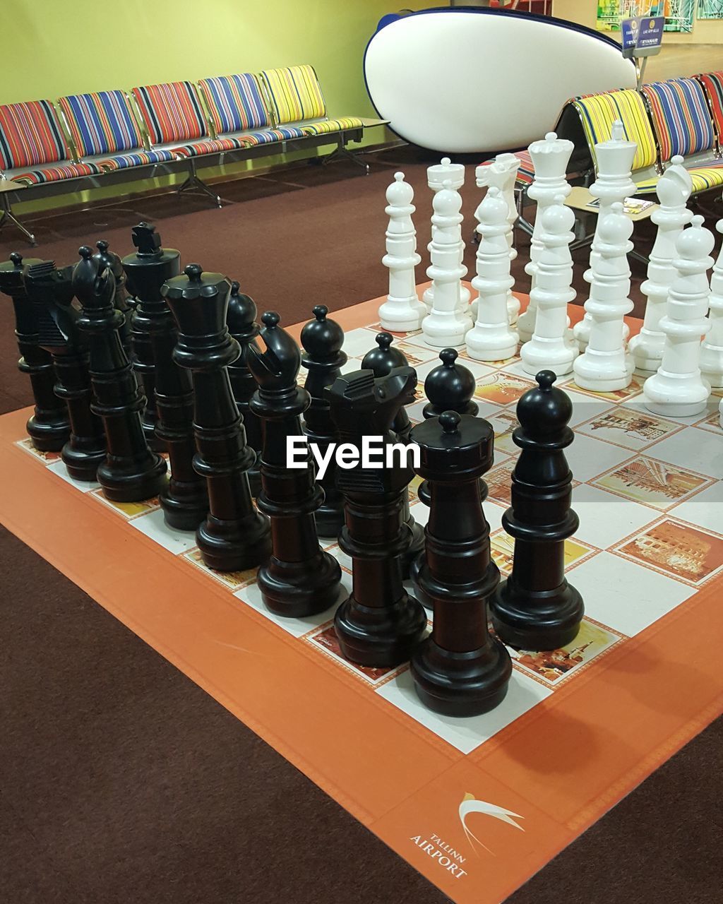 HIGH ANGLE VIEW OF CHESS PIECES