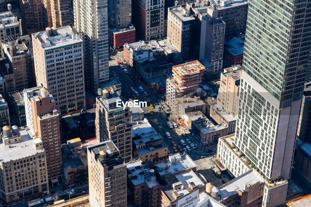 High angle view of financial district