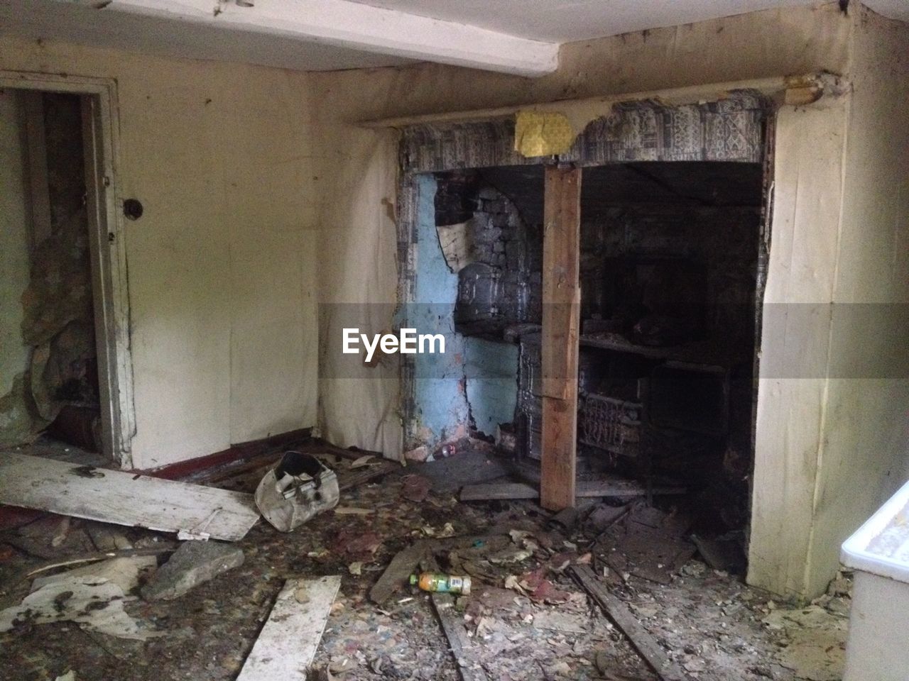 Messy room in abandoned house