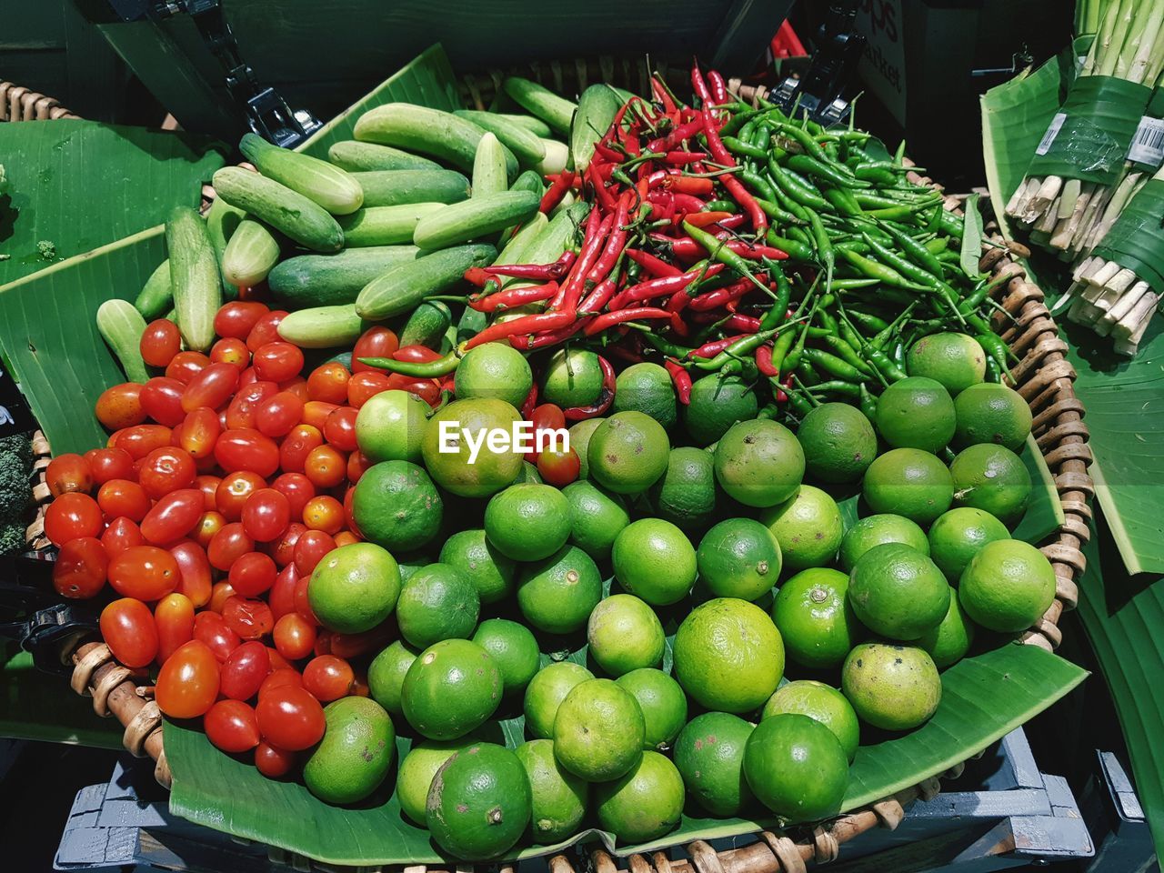 Fresh green fruits for sale in market