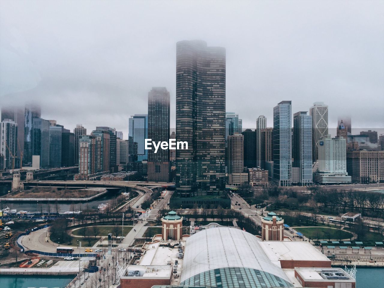 High angle view of cityscape against sky