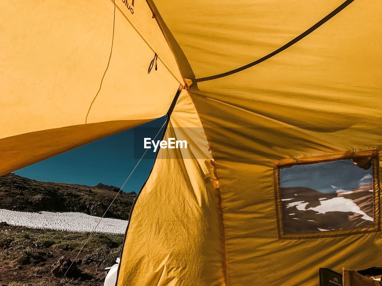 Interior of empty tent