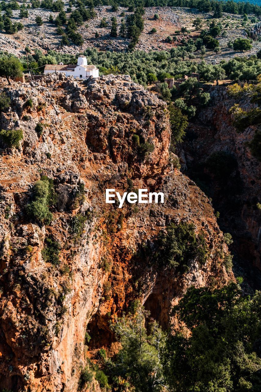 High angle view of rock formations