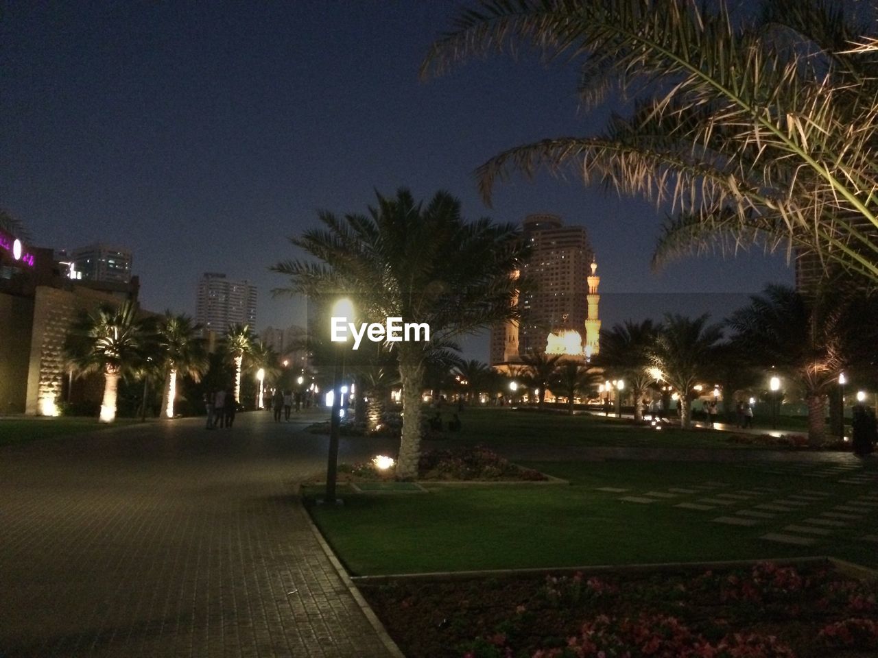 VIEW OF ILLUMINATED BUILDING AT NIGHT