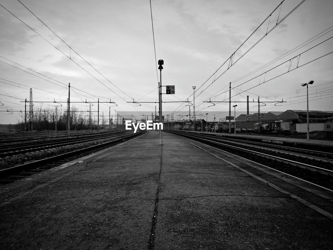 Railroad station platform against sky