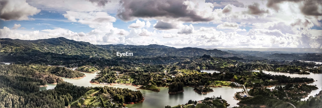 Panoramic view of lake against sky