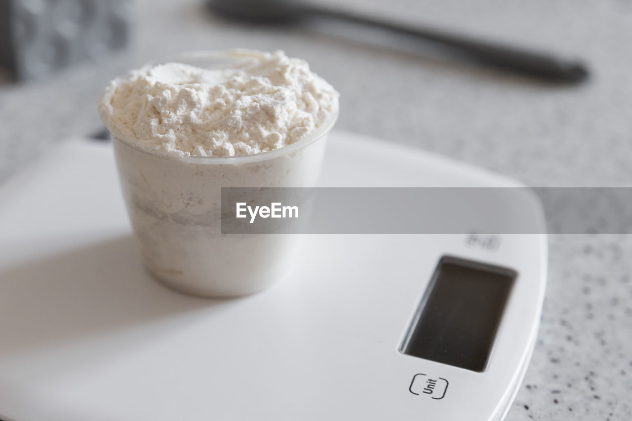 high angle view of dessert on table