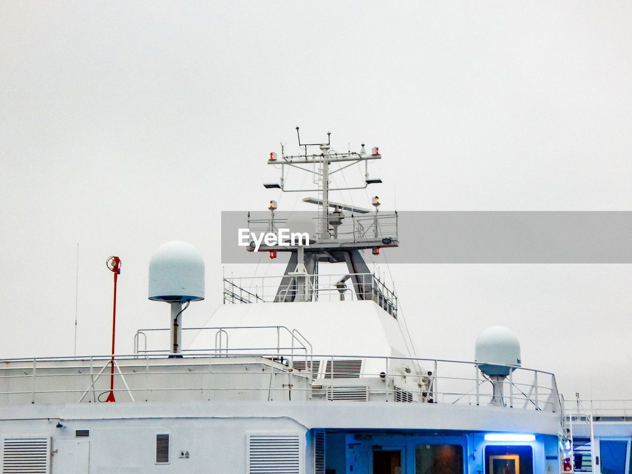 View of communications tower against clear sky