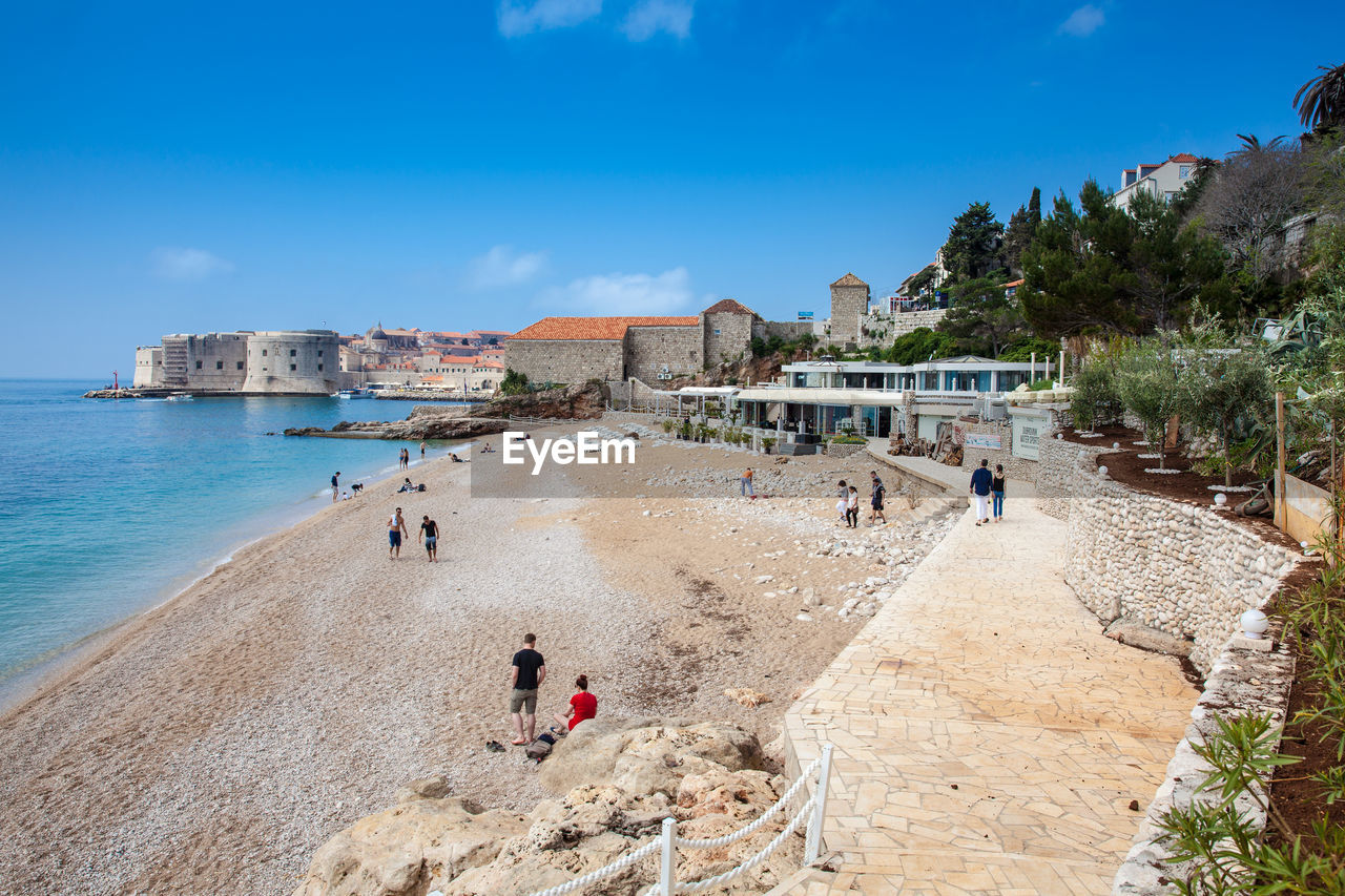 The beautiful banje beach and dubrovnik city