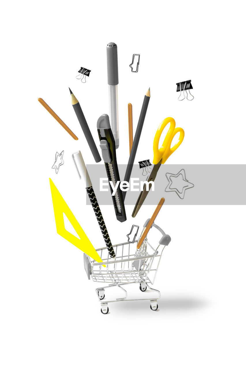HIGH ANGLE VIEW OF PENCIL AND WHITE BACKGROUND