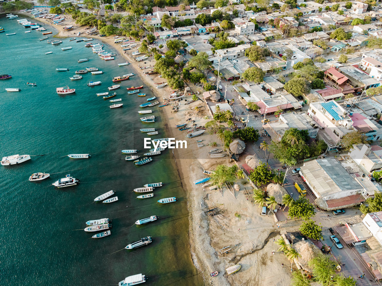 Aerial view on taganga in santa marta, colombia