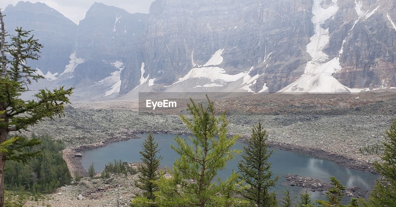 Scenic view of lake by mountains