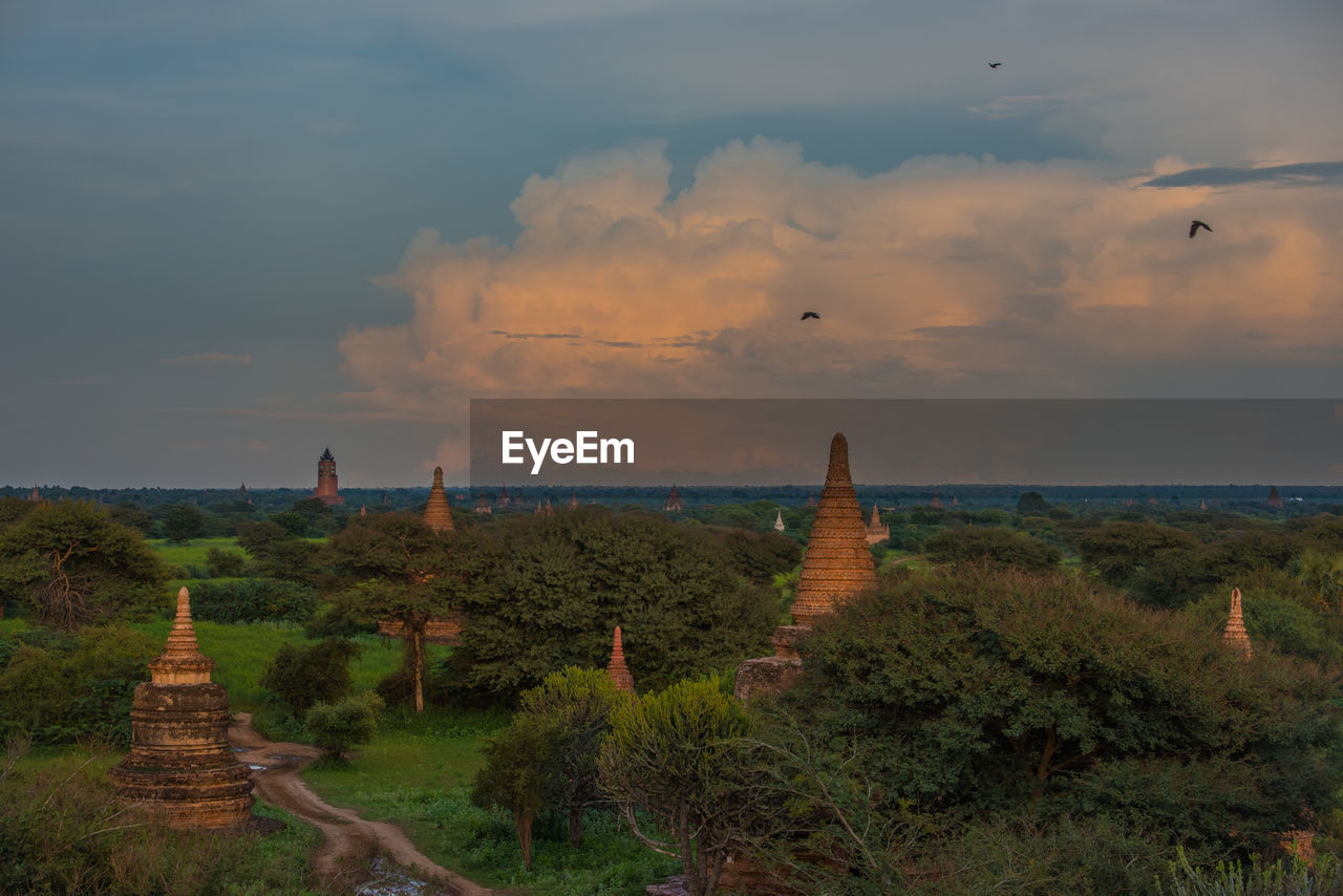 Scenic view of built structures on landscape