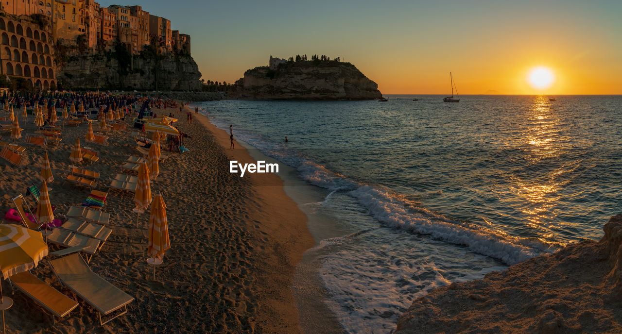 Sunset time in tropea coastline and island, great view