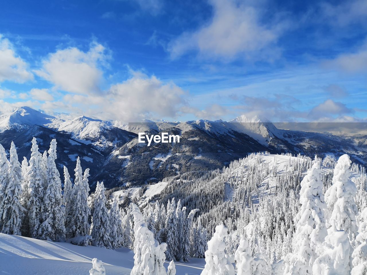 Panoramic shot of snowcapped mountains against sky