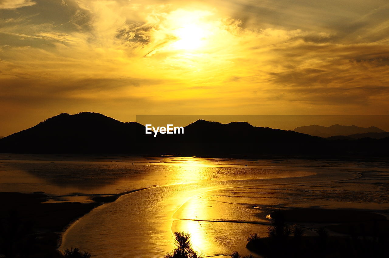 Scenic view of sea against sky during sunset