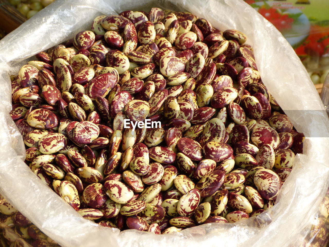 Close-up of beans in plastic